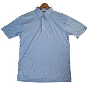 Collars & Co. Polo Shirt Men's Large Blue White Houndstooth Performance